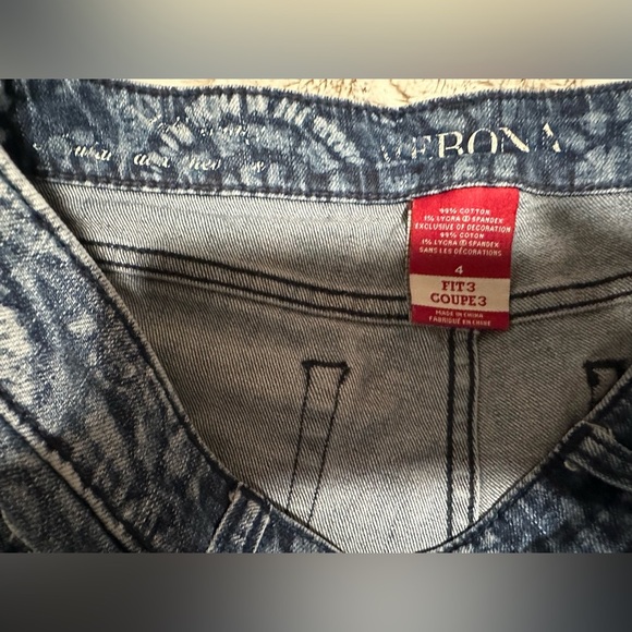 Merona Jeans Womens Size 4 Ankle Skinny Floral Print Blue Denim Jeans - Picture 9 of 11